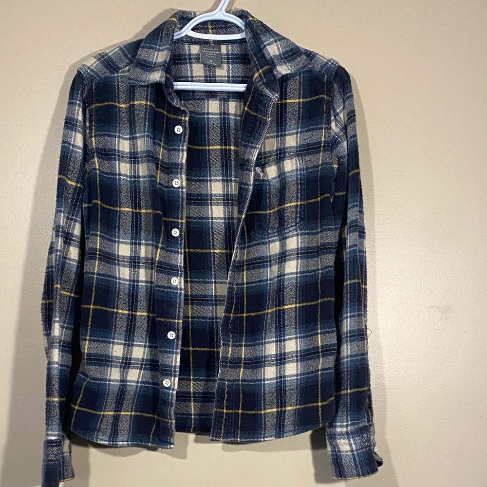 Abercrombie & Fitch Blue and Cream Plaid Shirt